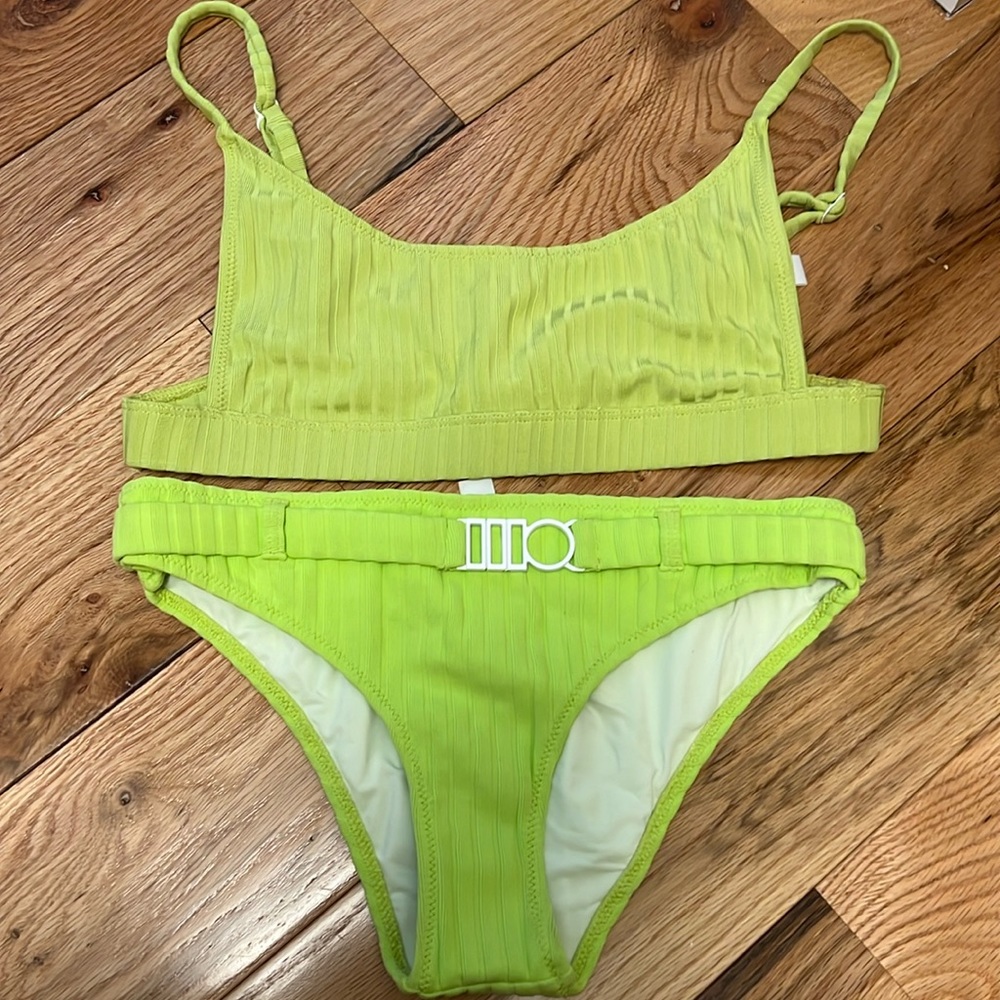 Solid & Striped green bikini, L top and S bottoms